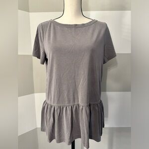 Banana Republic Gray Short Sleeve Peplum Tee